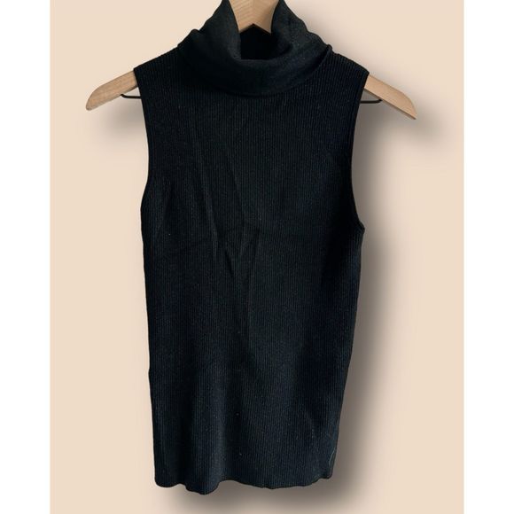 SMF Black Sparkle Sleeveless Turtleneck - Picture 1 of 6
